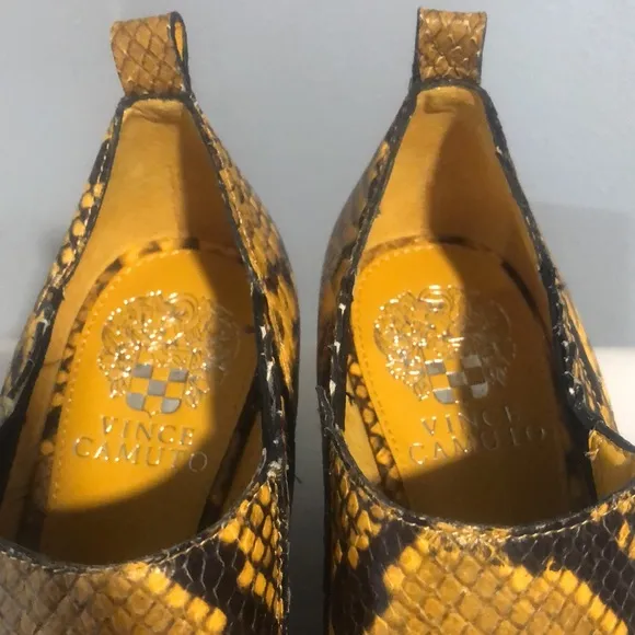 New Vince Camuto Yellow Leather Jetera Western Snake Print Ankle Boots Size 7