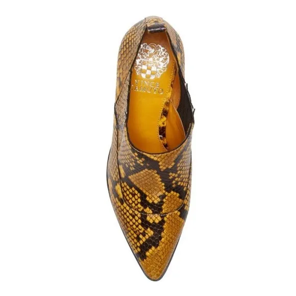 New Vince Camuto Yellow Leather Jetera Western Snake Print Ankle Boots Size 7