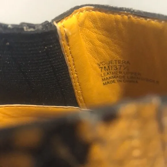 New Vince Camuto Yellow Leather Jetera Western Snake Print Ankle Boots Size 7