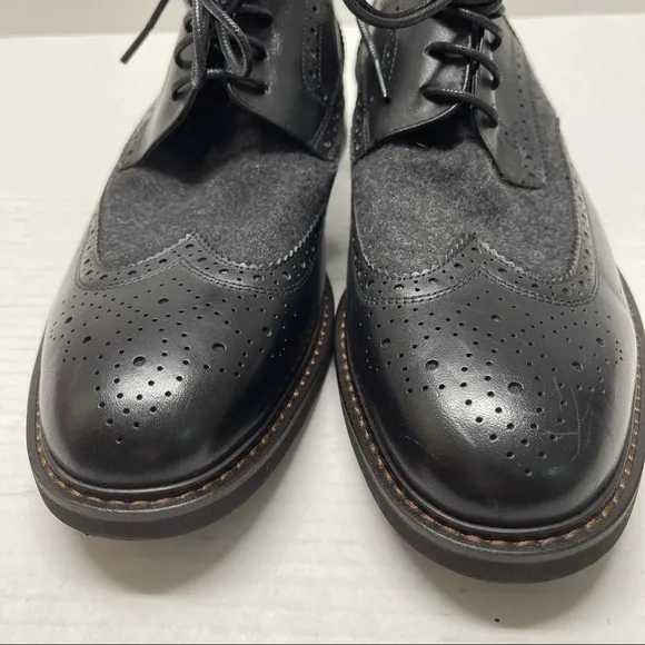 NEW Vintage Foundry Leonard Derby Oxford Shoes Lace Up Black Gray Sz 10