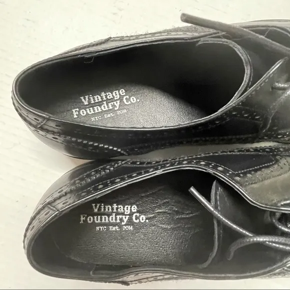 NEW Vintage Foundry Leonard Derby Oxford Shoes Lace Up Black Gray Sz 10