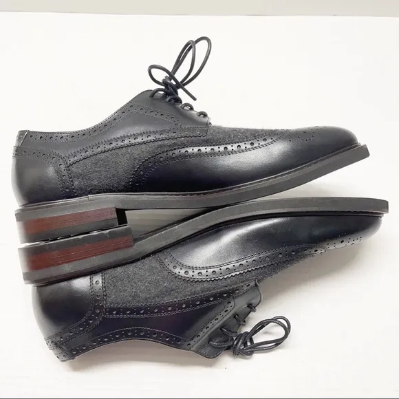 NEW Vintage Foundry Leonard Derby Oxford Shoes Lace Up Black Gray Sz 10