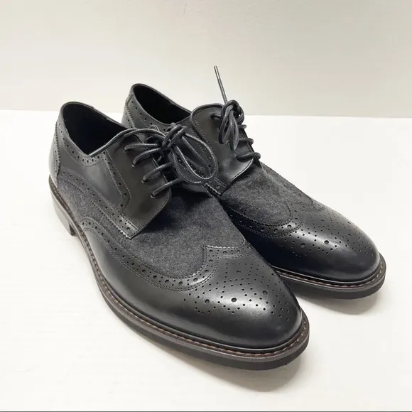 NEW Vintage Foundry Leonard Derby Oxford Shoes Lace Up Black Gray Sz 10