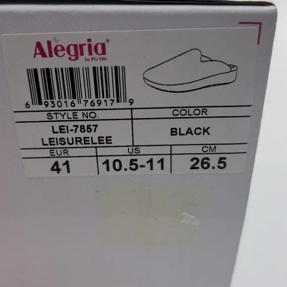 NEW WITH BOX!!! Alegria Leisurelee 2 Women's Slipper Black 10.5-11 M US