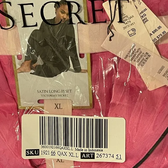 NEW XL (TALL) VICTORIA'S SECRET Hearts Hollywood Pink Satin Pajama and slipper