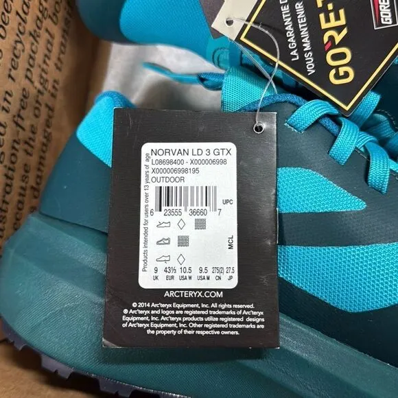 New Arc'teryx Norvan LD 3 GTX Outdoor Trail Running Shoes Blue Tetra Pytheas