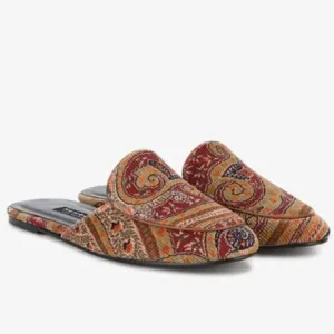Newbark Los Angeles Paisley Liza Mules Womans Velvet Mule Slippers Size 8