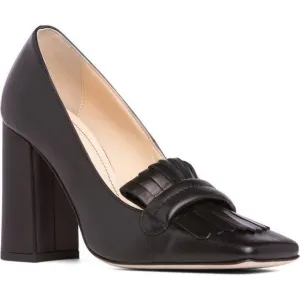 NEW Beautiisoles Made in Italy Women's Loretta Black Leather Fringe Pumps 8