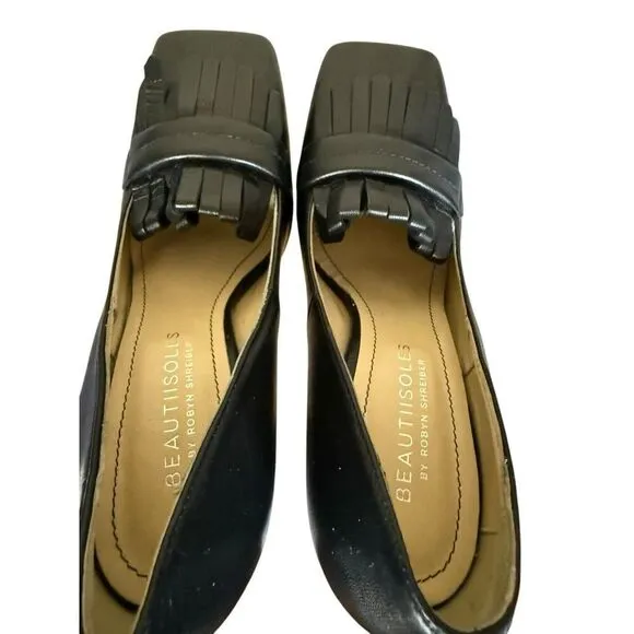 NEW Beautiisoles Made in Italy Women's Loretta Black Leather Fringe Pumps 8