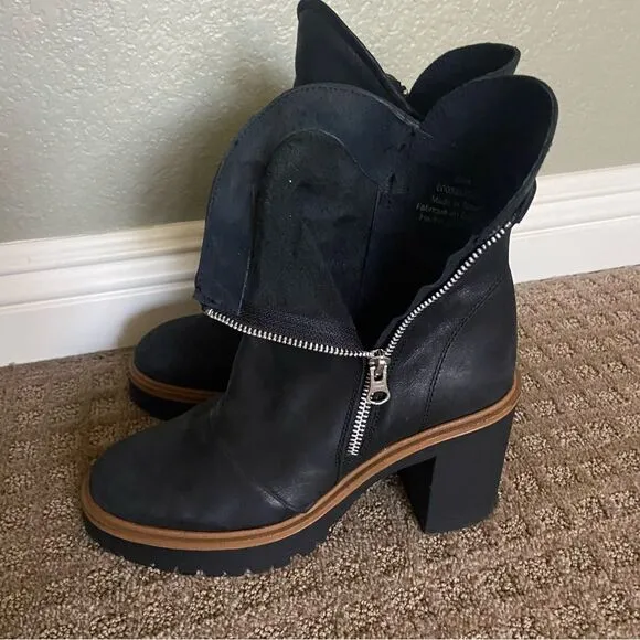 New Free People Jack Zip Ankle Boots in Black 38.5 38 1/2
