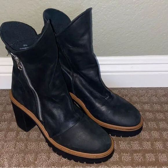 New Free People Jack Zip Ankle Boots in Black 38.5 38 1/2