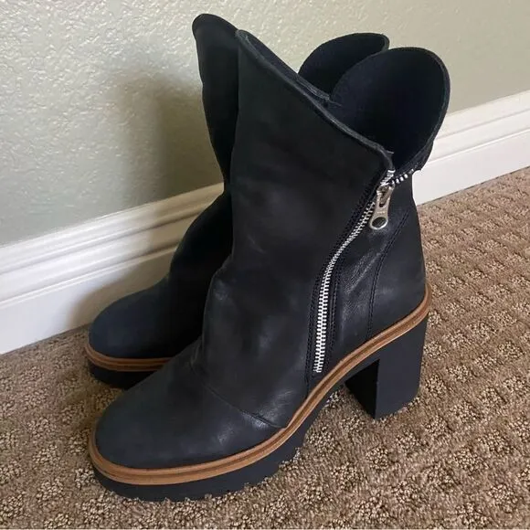 New Free People Jack Zip Ankle Boots in Black 38.5 38 1/2