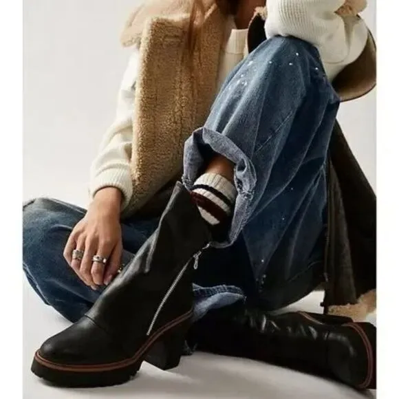 New Free People Jack Zip Ankle Boots in Black 38.5 38 1/2