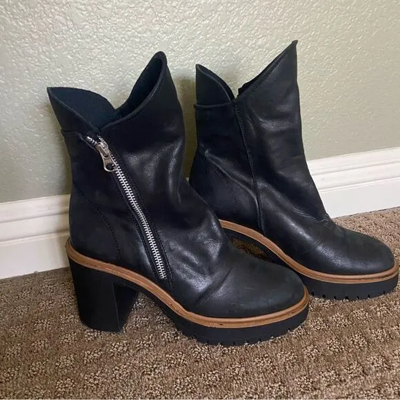 New Free People Jack Zip Ankle Boots in Black 38.5 38 1/2