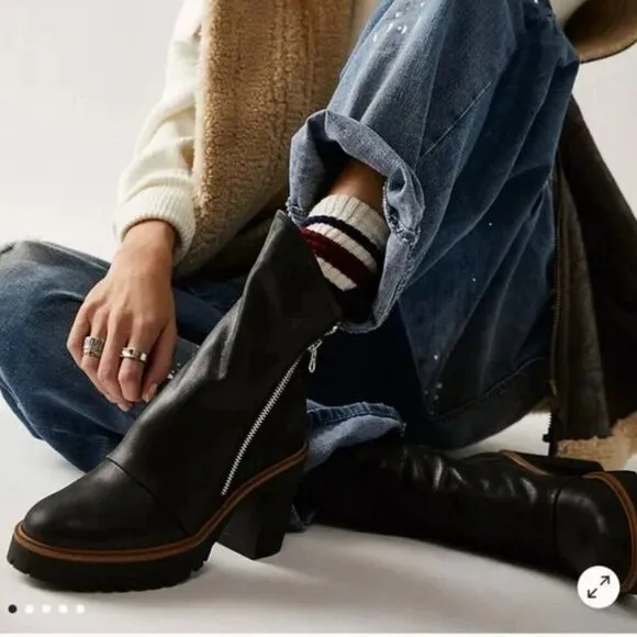 New Free People Jack Zip Ankle Boots in Black 38.5 38 1/2