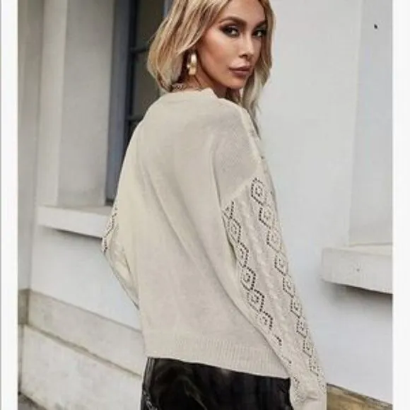 NEW Lace Splice Pullover Sweater Top