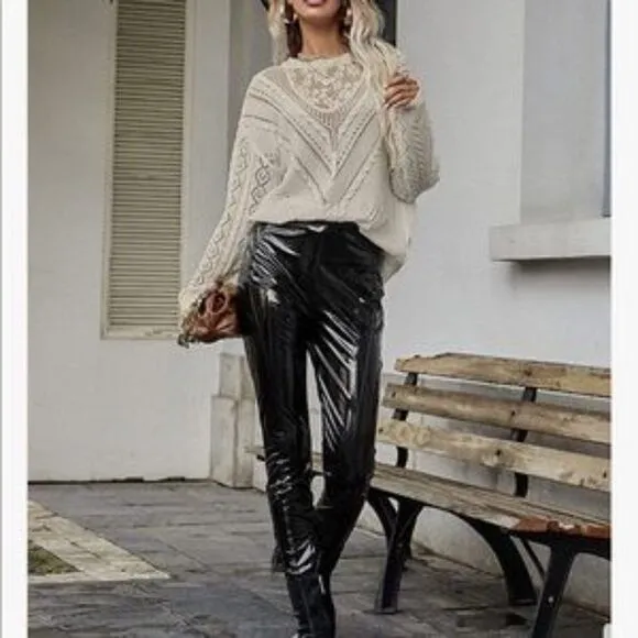NEW Lace Splice Pullover Sweater Top