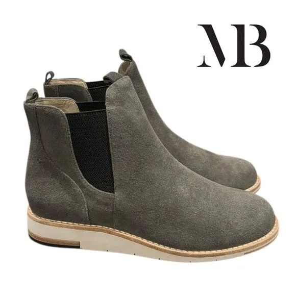 NEW Matt Bernson Infinity Gray Suede Leather Chelsea Ankle Boots Booties 6.5