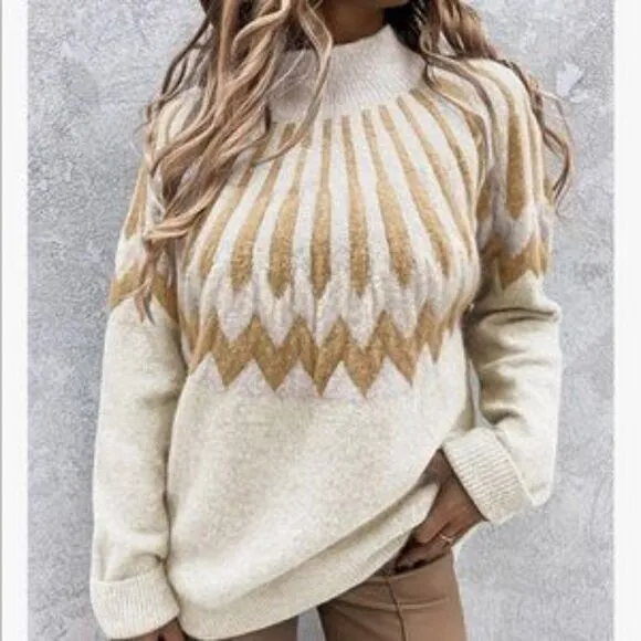 NEW Patterned Black Warm Pullover Sweater