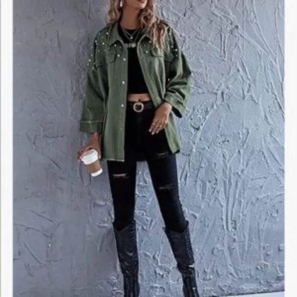 NEW Pearl Beaded Jacket Coat