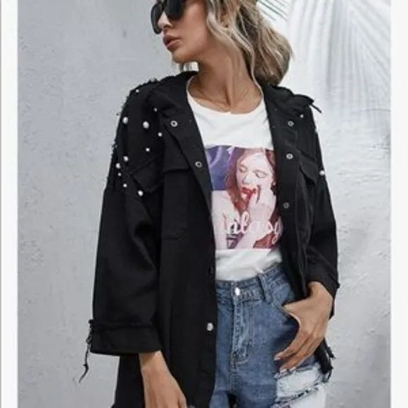 NEW Pearl Beaded Jacket Coat