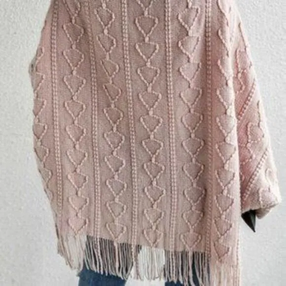 New Pink vegan fur fringe detail open front cardigan