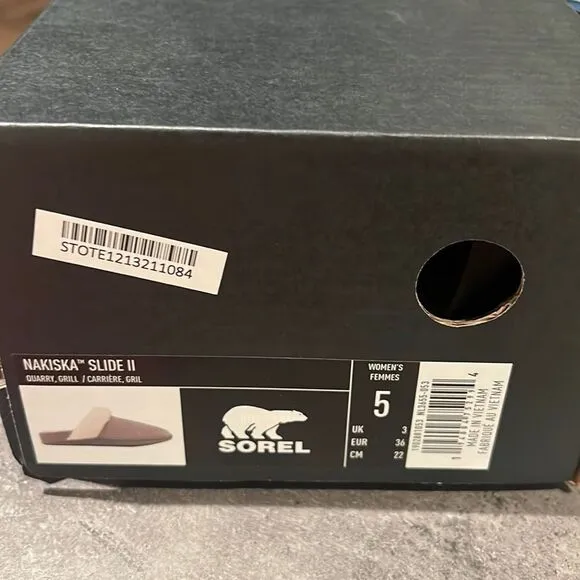 NEW SOREL faux fur slippers grey 5