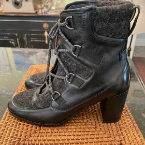 NEW SZ 41 Napoleoni Black Leather Ankle Boots