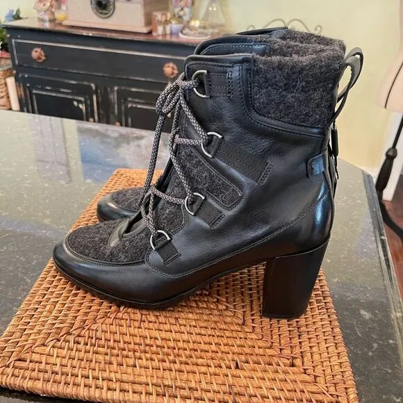 NEW SZ 41 Napoleoni Black Leather Ankle Boots