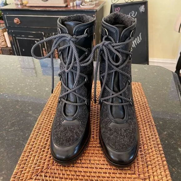 NEW SZ 41 Napoleoni Black Leather Ankle Boots