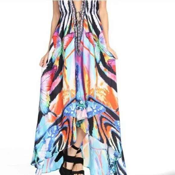 NEW Vaid Leopard Luxury Crystal Halter Maxi Dress