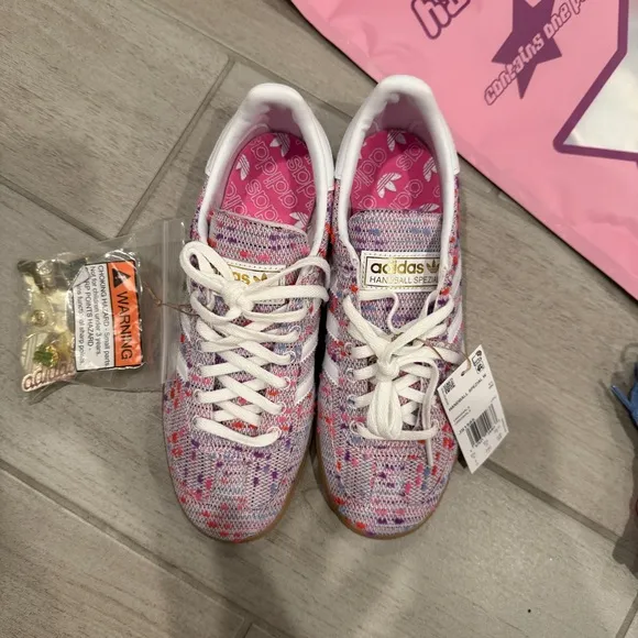 NIB ADIDAS WEST NYC x TIP TOP SHOES Handball Spezial 7 Pink Bouclé White Run Big