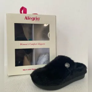NIB ALEGRIA WARM-LINED SLIPPERS – LOUNGEREE, BLACK Size 6-6.5