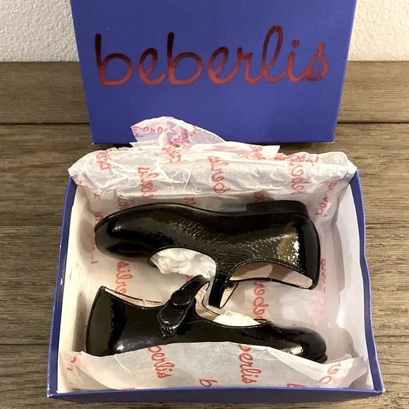 NIB [Berberlis] Valeria Black Patent Leather Mary Janes Girls Sz EU 22 / US 6.5