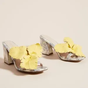 NIB CECELIA NY FLEUR HEELED SANDAL FLORAL SNAKE BLOCK SLIPON SHOES SPRING SIZE 7
