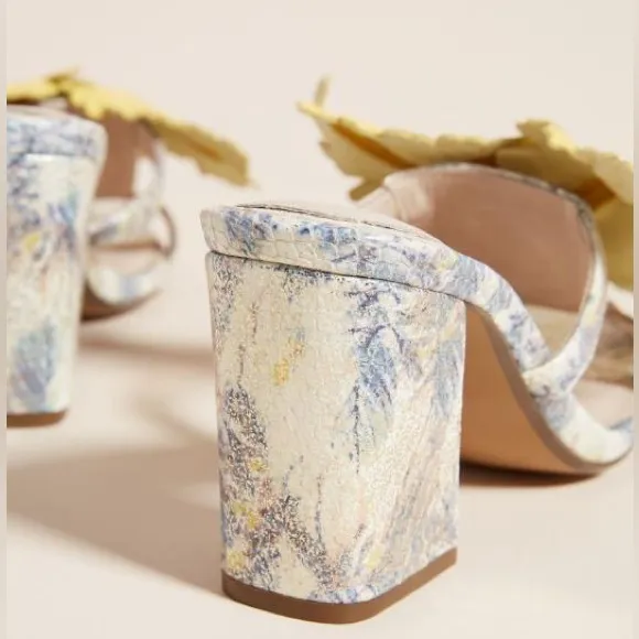 NIB CECELIA NY FLEUR HEELED SANDAL FLORAL SNAKE BLOCK SLIPON SHOES SPRING SIZE 7