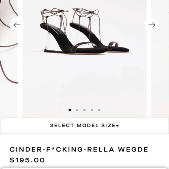 NIB Good American Sandals CINDER-F*CKING-RELLA WEGDE heels in Black size 7