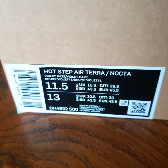 NIB HOT STEP AIR TERRA/NOCTA VIOLET HAZE NIKE MEN'S SIZE 11.5