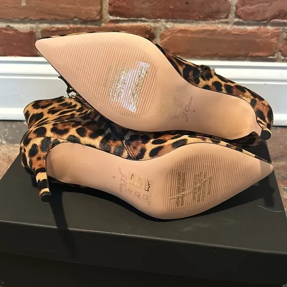 NIB J. Crew Leopard Leather Calf Hair Lana Ankle Boots in Rich Mahogany