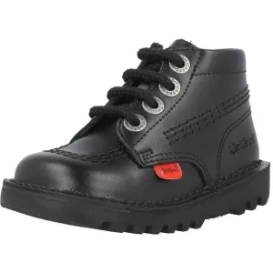 NIB Kickers Kick Hi Padded Leather Boots Black Lace Up Side Zip Sz 29 US 12 kids