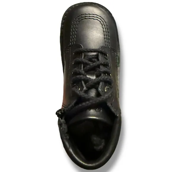 NIB Kickers Kick Hi Padded Leather Boots Black Lace Up Side Zip Sz 29 US 12 kids