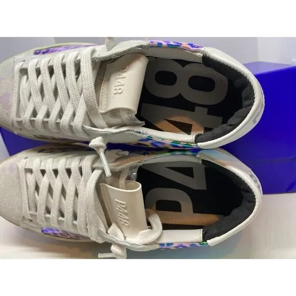 NIB Made in ITALY P448 Jack Leopard Hologram Sneakers Shoes Low Top 36 6