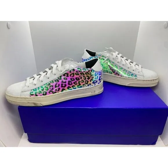 NIB Made in ITALY P448 Jack Leopard Hologram Sneakers Shoes Low Top 36 6