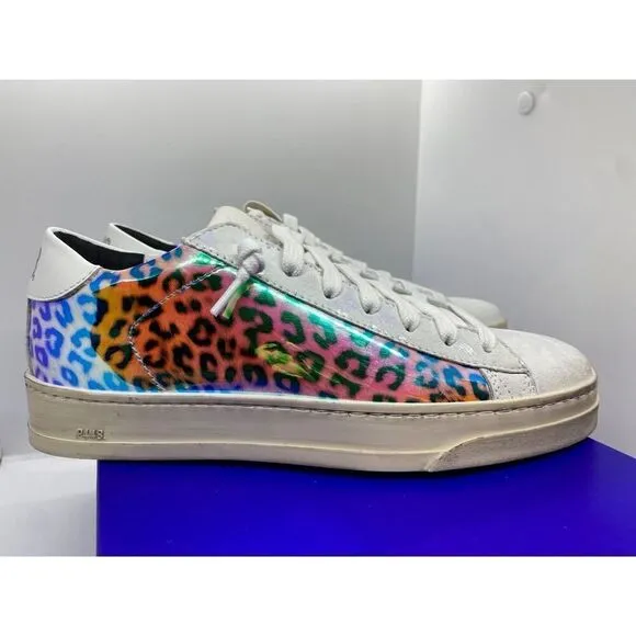 NIB Made in ITALY P448 Jack Leopard Hologram Sneakers Shoes Low Top 36 6