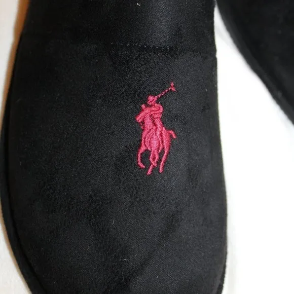 NIB POLO RALPH LAUREN MEN'S CLOG SLIP ON SLIPPERS BLACK‎