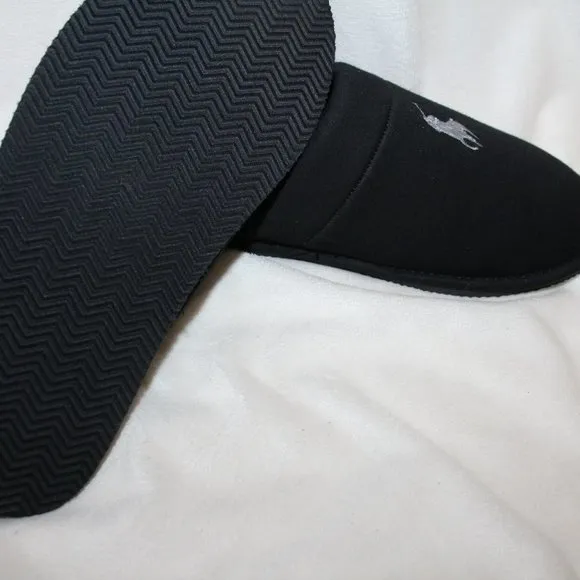 NIB POLO RALPH LAUREN MEN'S SCUFF SLIP ON‎ SLIPPERS BLACK GRAY CAMOUFLAGE