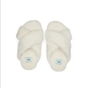 NIB! TOMS Size 10 susie natural faux fur slippers