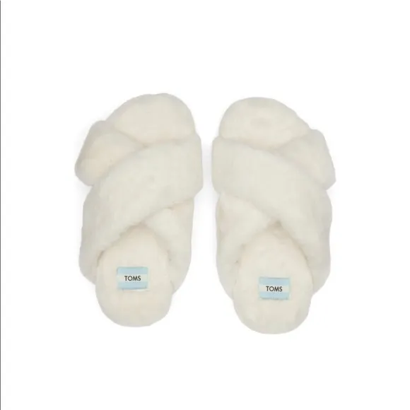 NIB! TOMS Size 10 susie natural faux fur slippers