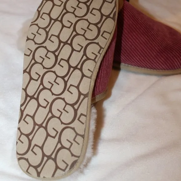 NIB UGG CORDUROY MEN'S SCUFF SHEARLING‎ LINED SLIPPERS RED