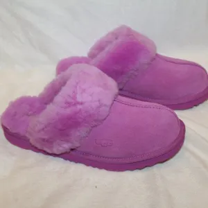 NIB UGG COZY SUEDE SHEARLING LINED SLIP ON‎ SLIPPERS PINK PURPLE